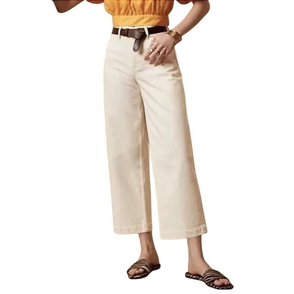 Banana Republic High‎ Rise Wide Leg Crop Jean Ivory Size 30
